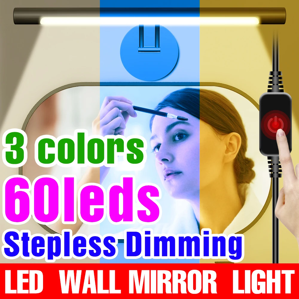 

LED Bathroom Mirror Wall Lamp Makeup Table Vanity Lights Touch Dimming LED Wall Lights 8W 12W 16W For Home Decoration Bedroom