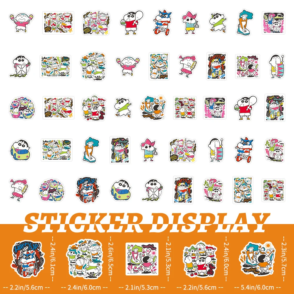 10/30/50PCS Cute Crayon Shin-chan Cartoon Stickers Kawaii Kids Decals Toys DIY Luggage Laptop Phone Car Bike Kids Anime Sticker