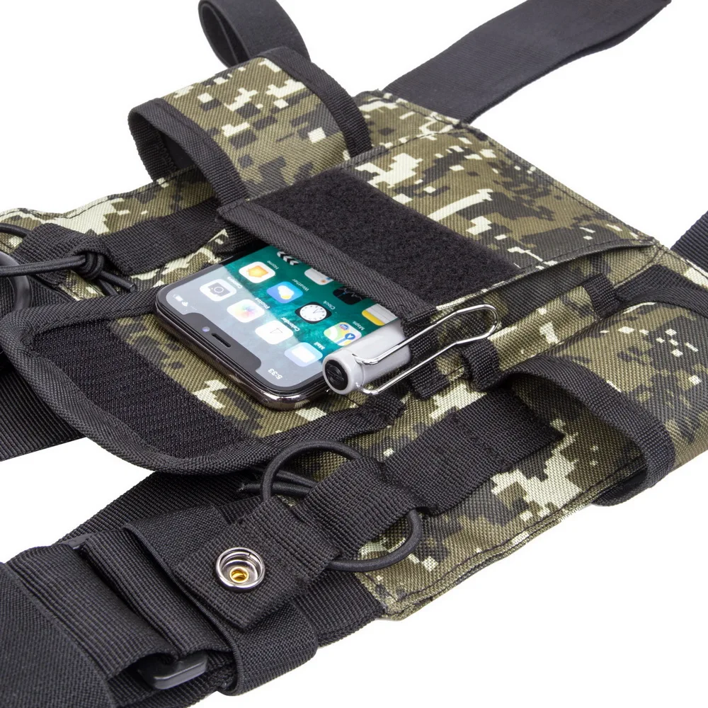 Yinitone BG-01 Digitale Camouflage Universele Radio Borst Harness Bag Pocket Pack Holster Voor Twee Manier Radio