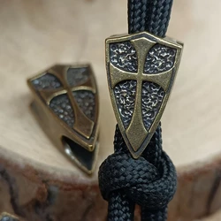 Cross Shield Brass Knife Beads EDC DIY Paracord Woven Bracelets Accessories Outdoor Survival Tool Flashlights Lanyard Pendants