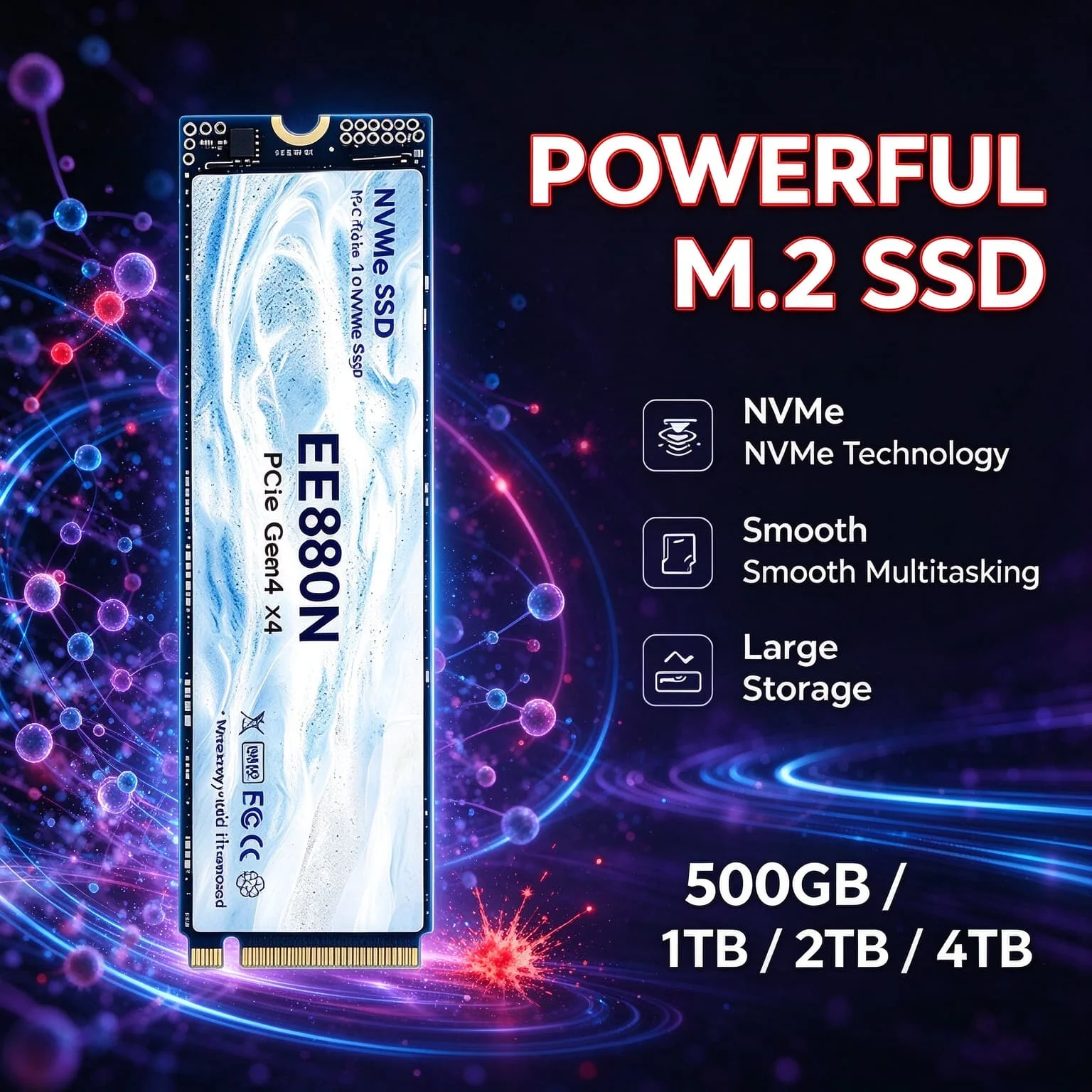 EE880N M2 NVMe PCIe Gen4 SSD 500GB 1TB 2TB 4TB New High Performance Integrated Solid State Drive Game Work PC Pro