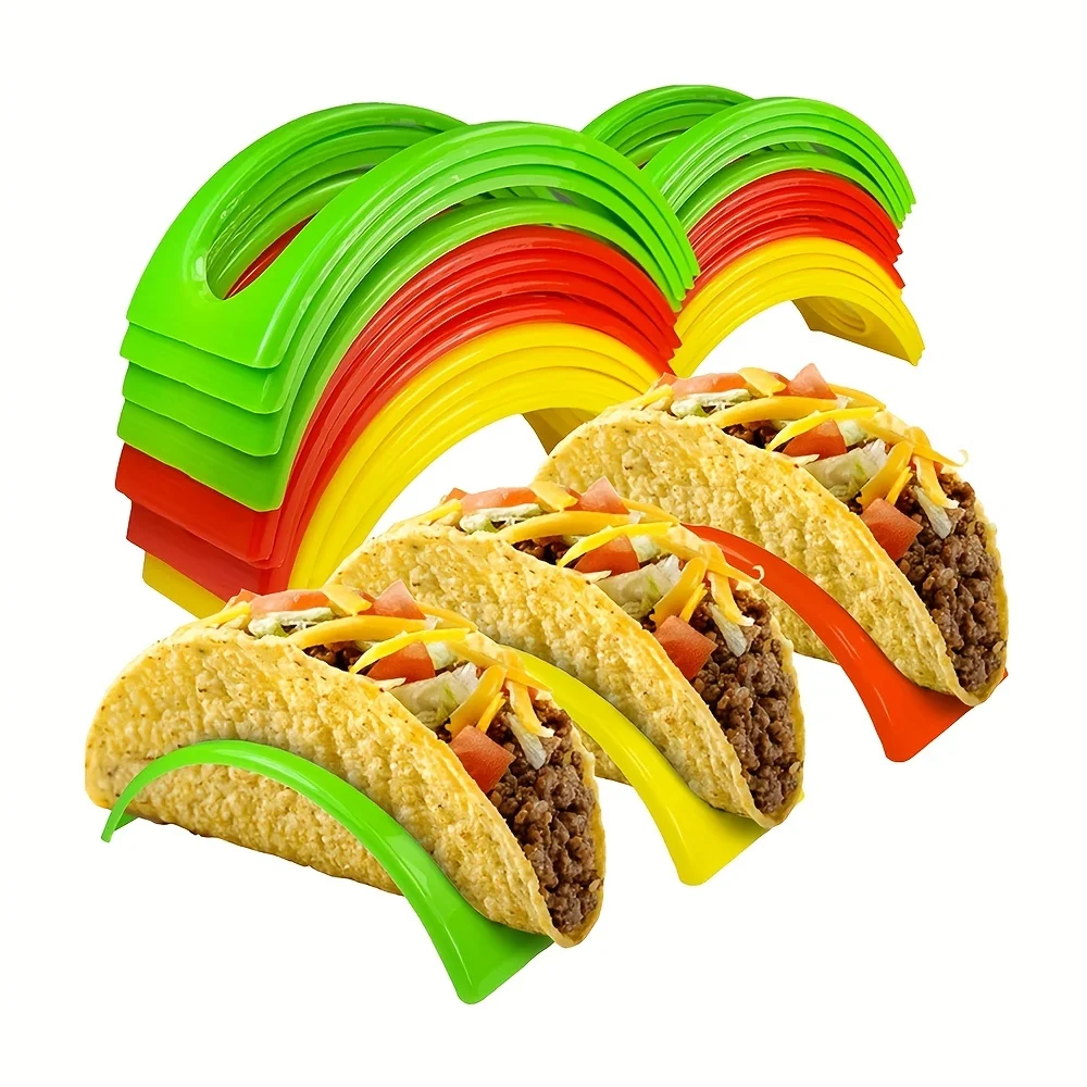 Colorful Polypropylene Taco Holders - Stackable Corn Tortilla Stand for Mexican-Themed Dining, Durable PP Material