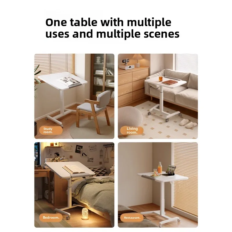Elevating computer desk, movable study and office desk, multi-functional folding small desk, workstation