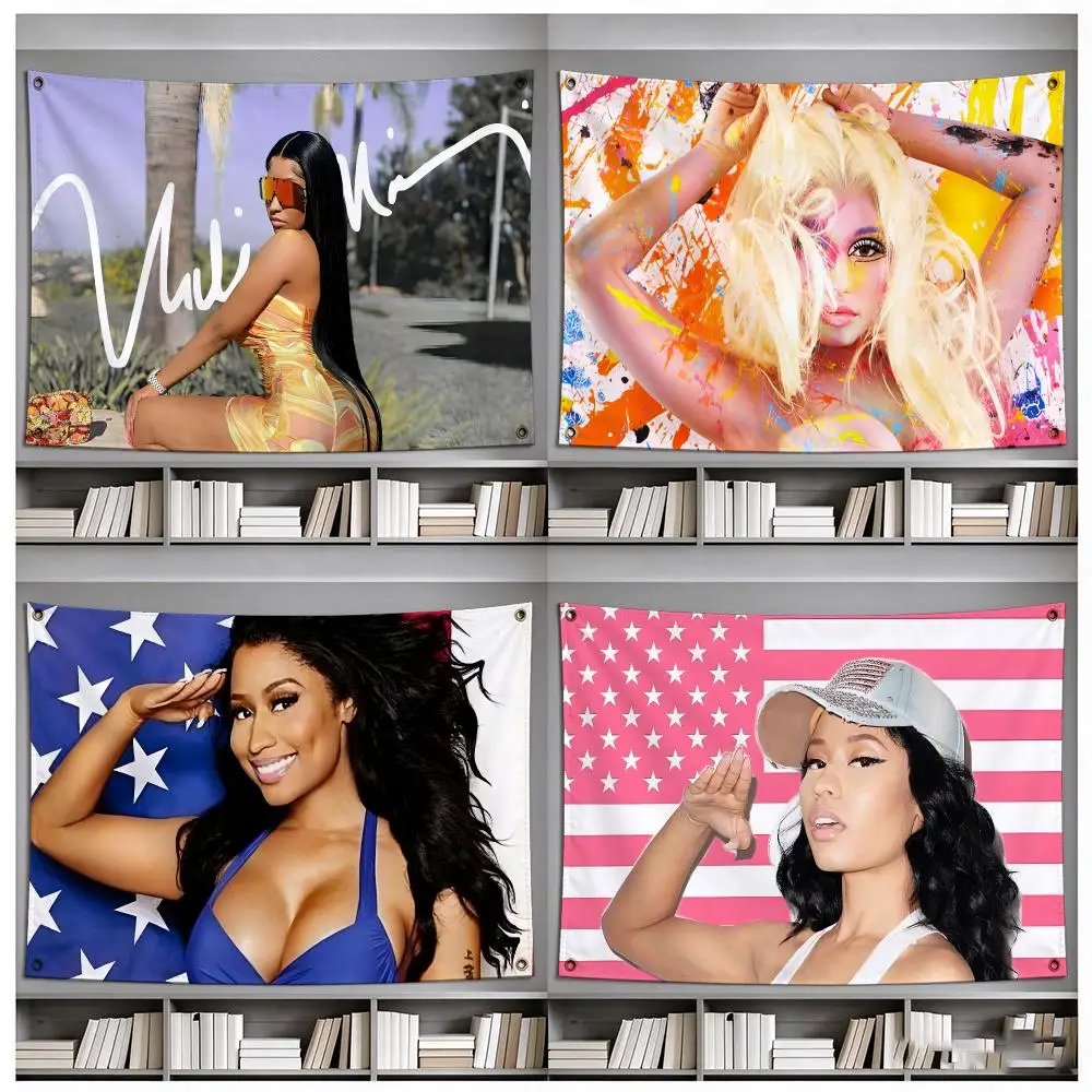 Nicki Minaj Rapper HipHop Flags Four Ring Ornament Indoor Outdoor Decor Simple Hanging Mount Gift