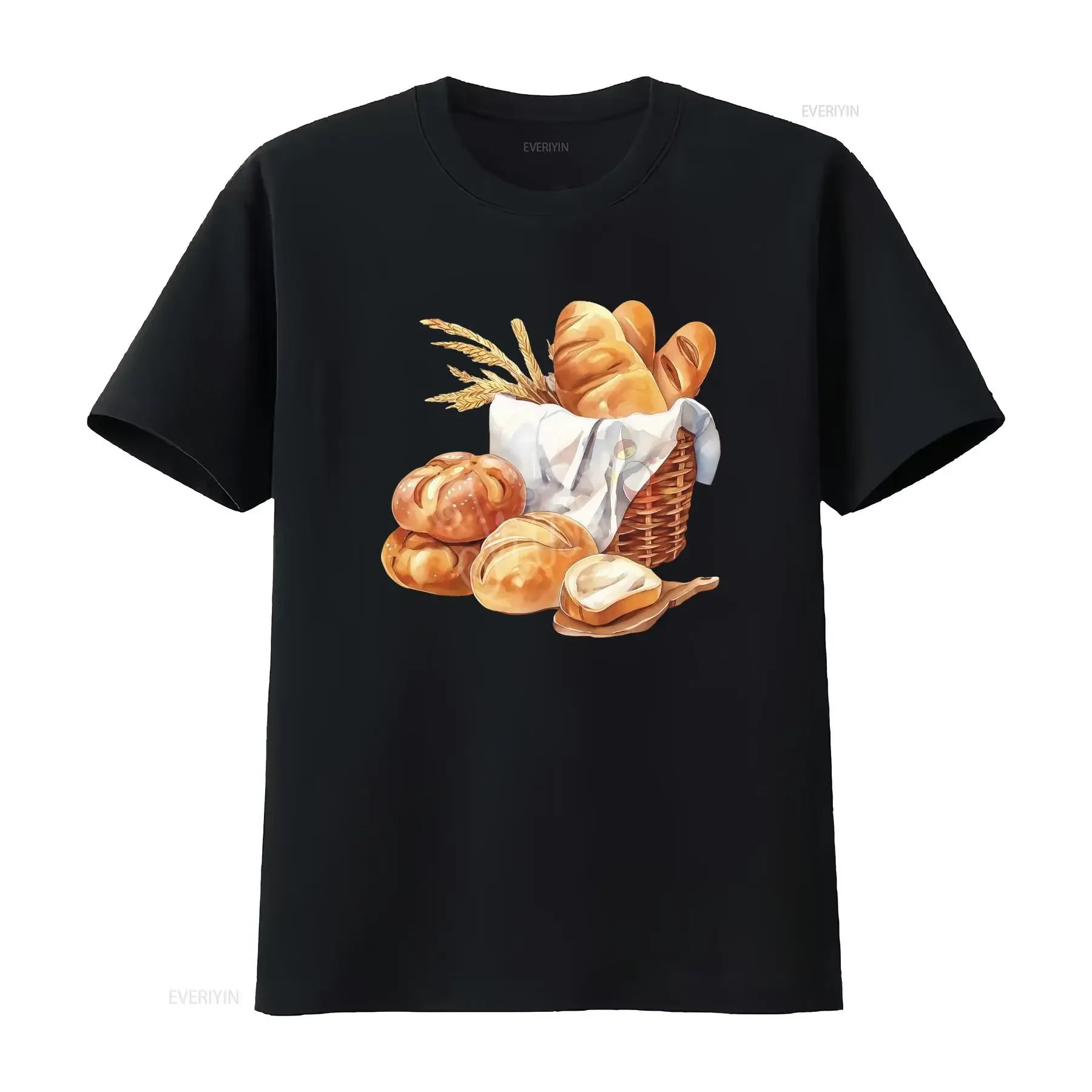 1 T shirt da uomo con stampa di panettiere francese Taglio oversize rilassato tessuto morbido e traspirante design vintage