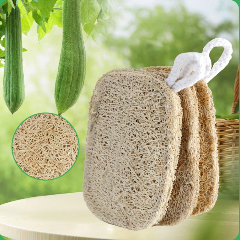 Not Stained With Oil loofah flesh dishcloths Natural loofah Durable Brush Bowl And Wipe Easy To Store Yellow Dishwashing Tools