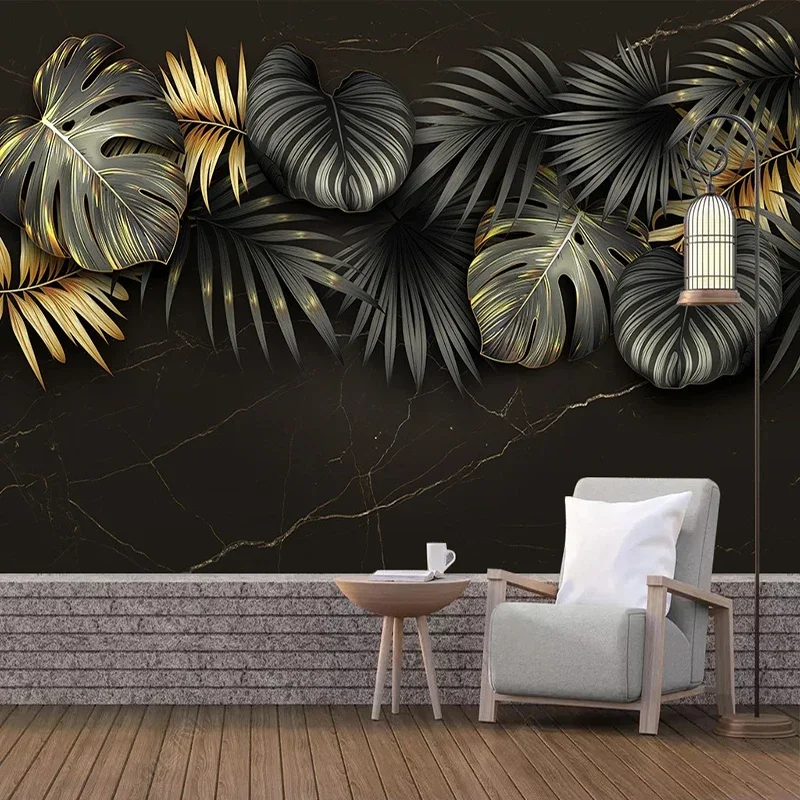 3D Tropical Palm Leaf Wallpaper Fresh Botanical Floral Wall Mural Modern Minimalist Living Room Bedroom TV Background Home Decor