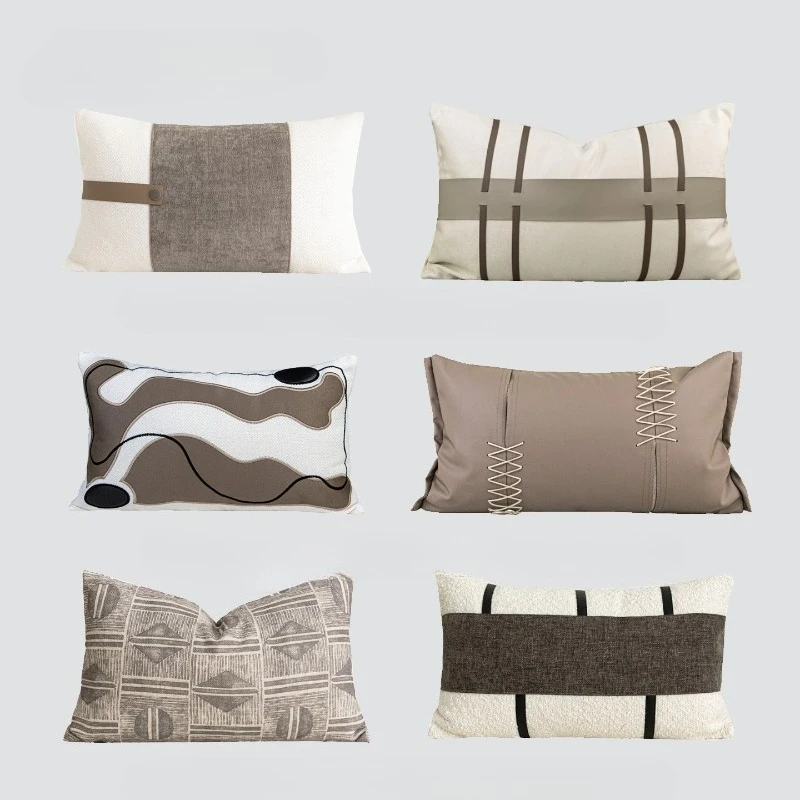 30X50CM Beige Throw Pillow Cover Modern Light Luxury Homestay Waist Cushion Cover Decor Home Decorative Pillowcase view 2