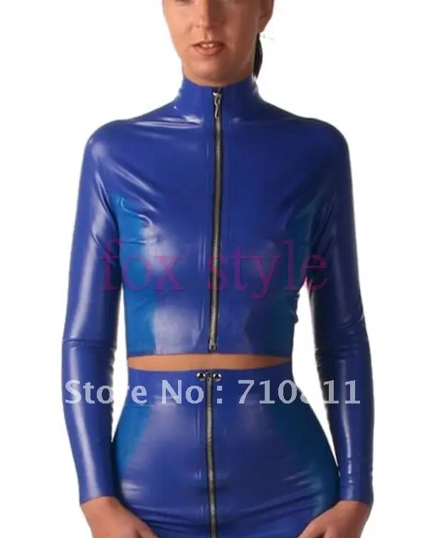 

latex suit rubber sexy latex blue shrit