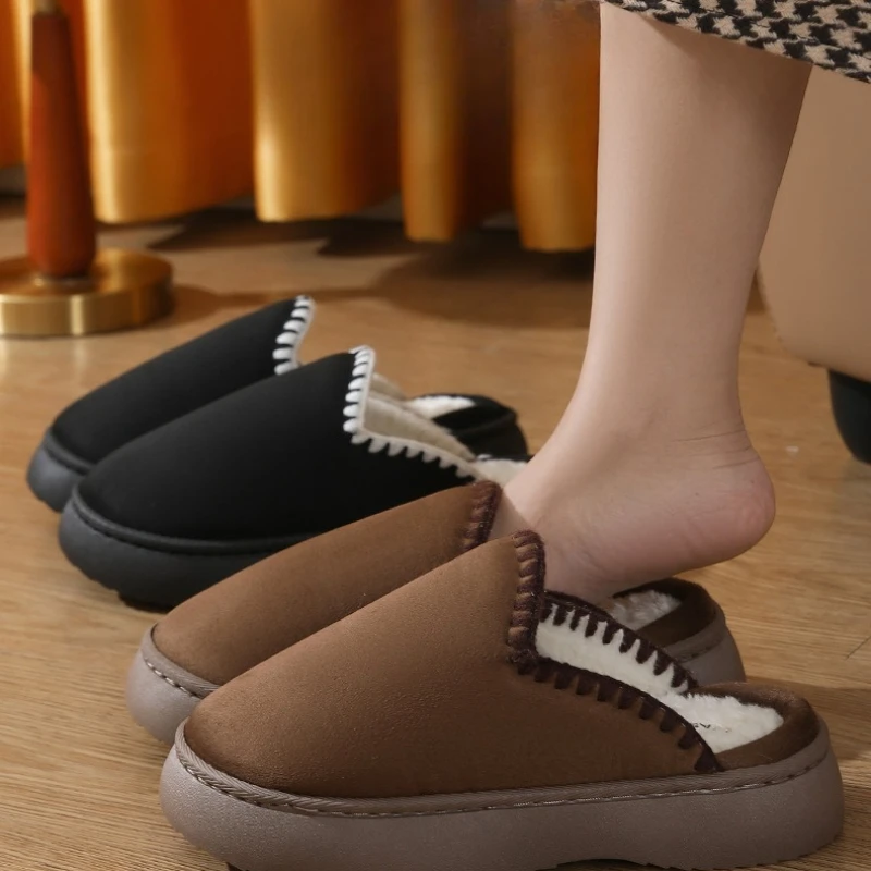 

Winter New Low Heel Cotton Slippers for Women Comfortable Home Shoes for Women Fashion and Casual Cotton Slippers for Women