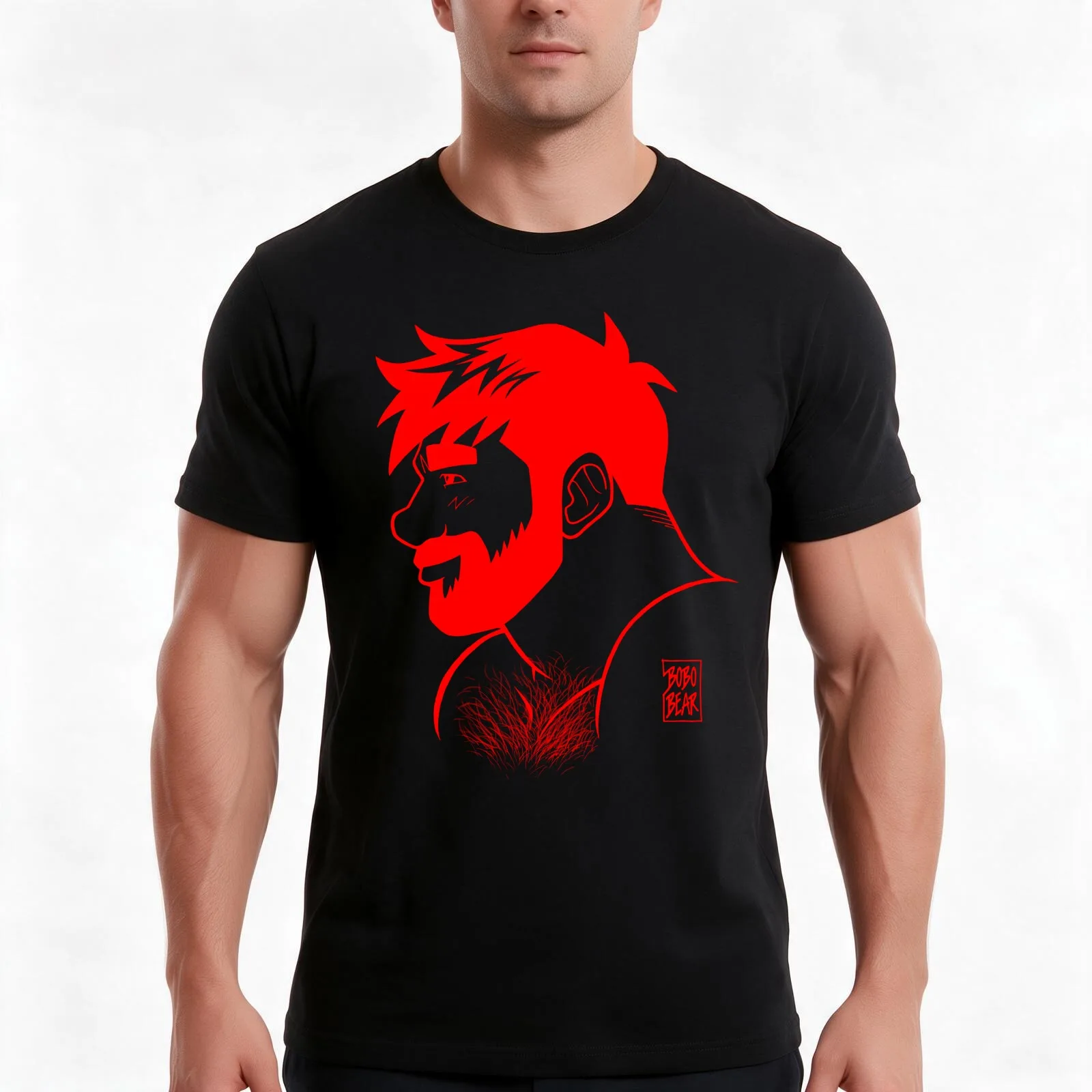 ADAM PROFILE - LINEART RED T-Shirt, Summer Casual Cotton Tee, Oversized Streetwear Tops, Vintage Graphic Print, Unisex Men Women