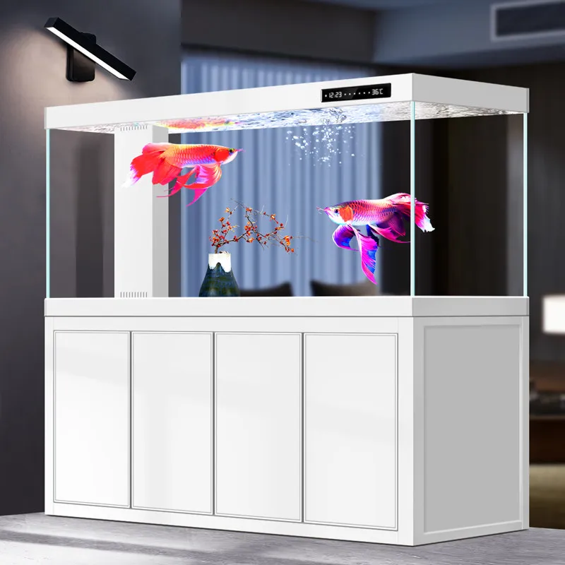 

Большой аквариум для арованы: аквариум с ультрапрозрачным стеклянным экраном-перегородкой, донным фильтром и самоочищающейся циркуляционной системой JT40