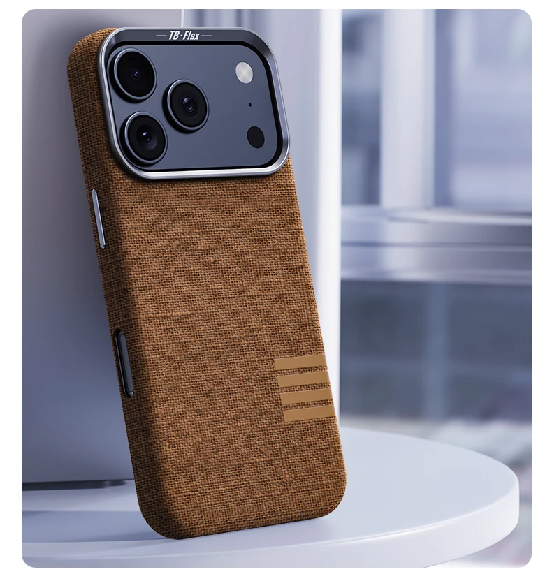 

Льняной тканевый чехол для iPhone 17, 16, 15, 14, 13, 12, Pro Max 17 Air 16 Plus, магнитный кожаный чехол, металлическая кнопка, защита объектива, матовая
