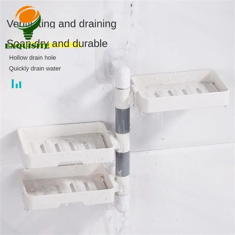 Soap Box Rotable Soap Holder No Punching No Drilling Drainage Storage Rack Soap Rack Soap Dishes Drain Three-layer Creative