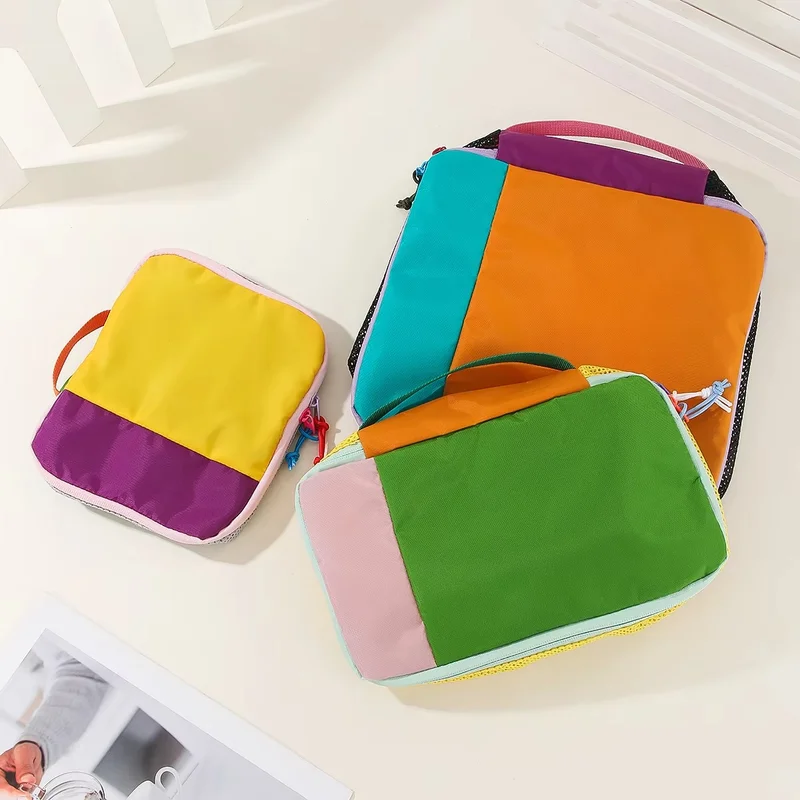 Dopamine Color 3Pcs Toiletry Storage Bags Spring Summer Large Medium Small Cosmetic Organizer Bag for Commuting & Business Trips