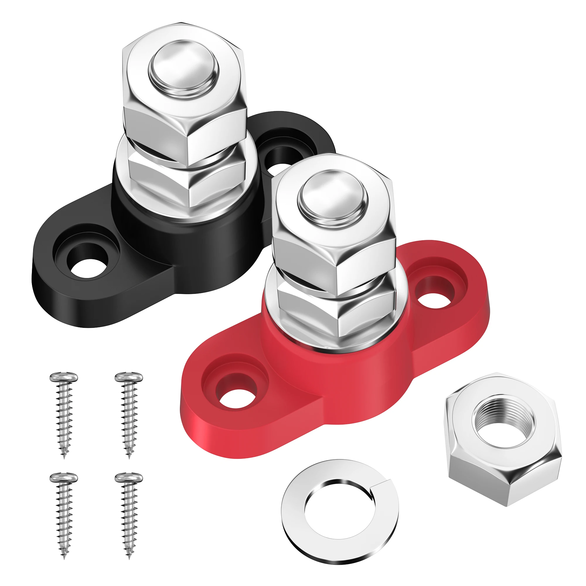 

Power Distribution Block 12V 3/8" Single Stud Bus Bar M10 Insulated Battery Post Junction Block for Marine Boat Automotive