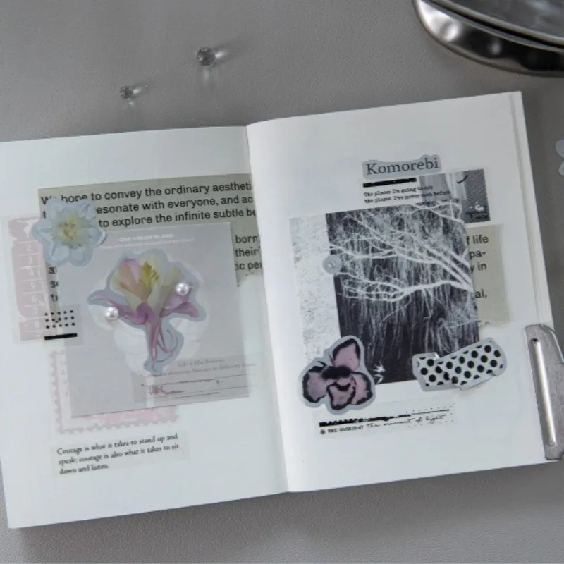 1 لفة ماتي الفضة المواد أشرطة لاصقة الزخرفية الزهور وعبارة الإنجليزية رسالة لتقوم بها بنفسك شريطٌ لاصق سكرابوكينغ ملصق #6