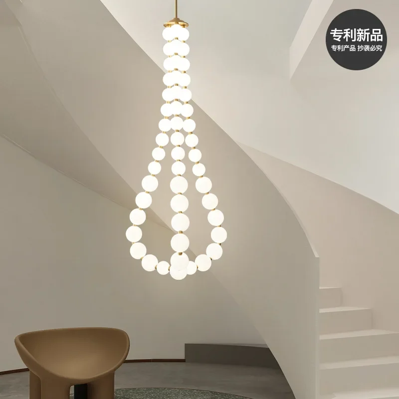 Duplex Loft Villa Long Chandelier Light Luxury Nordic Creative Staircase Light Modern Minimalist LED Light Living Room Headlight