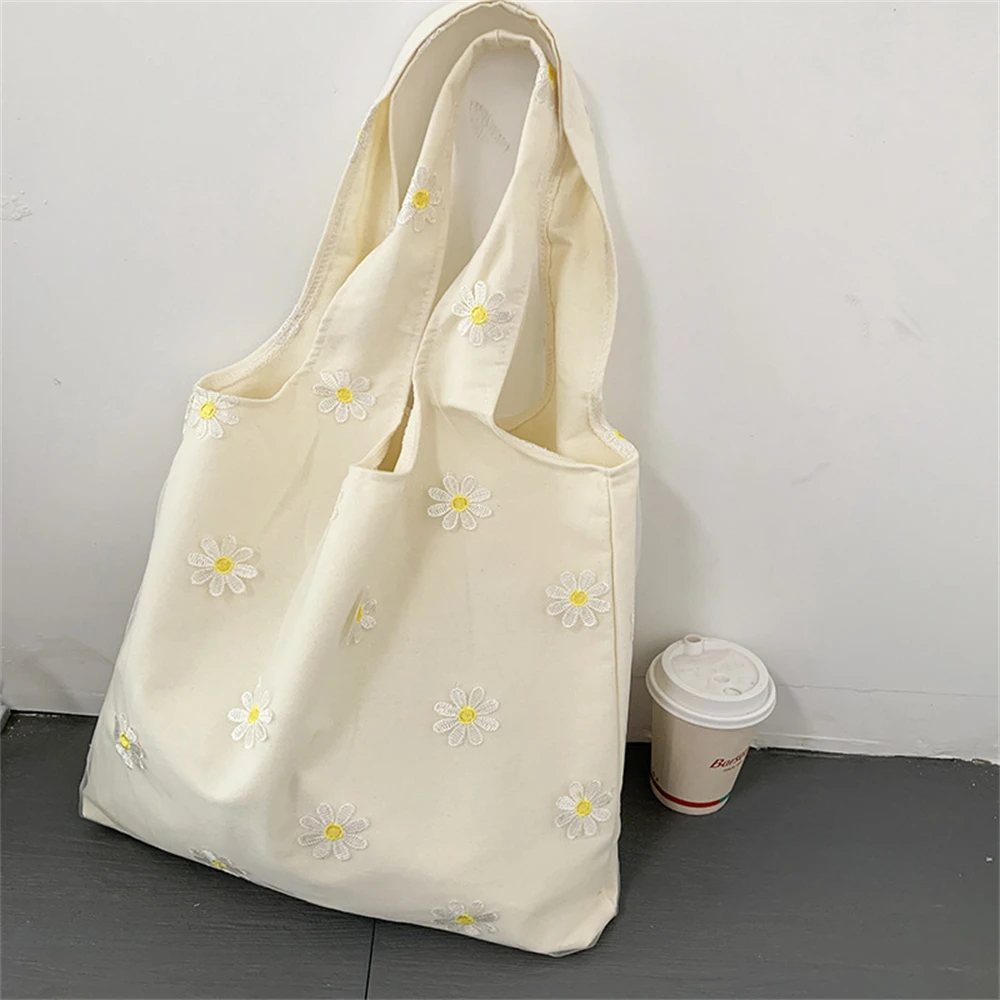 Embroider Butterfly Canvas Bags for Women Casual Plant Animal Pattern Shopper Bag Large Capacity Lace Shoulder Tote Bag bolsos