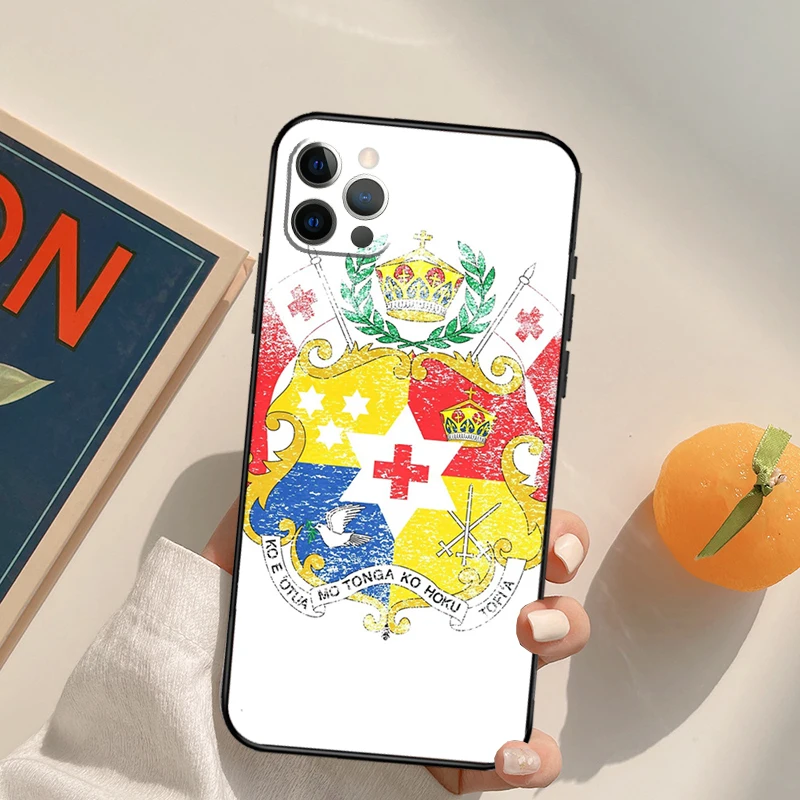 Tongan Coat of Arms Tonga Cover Case For iPhone 16 15 14 13 12 11 Pro Max XS XR X 12 13 Mini 16 15 Plus Fundas