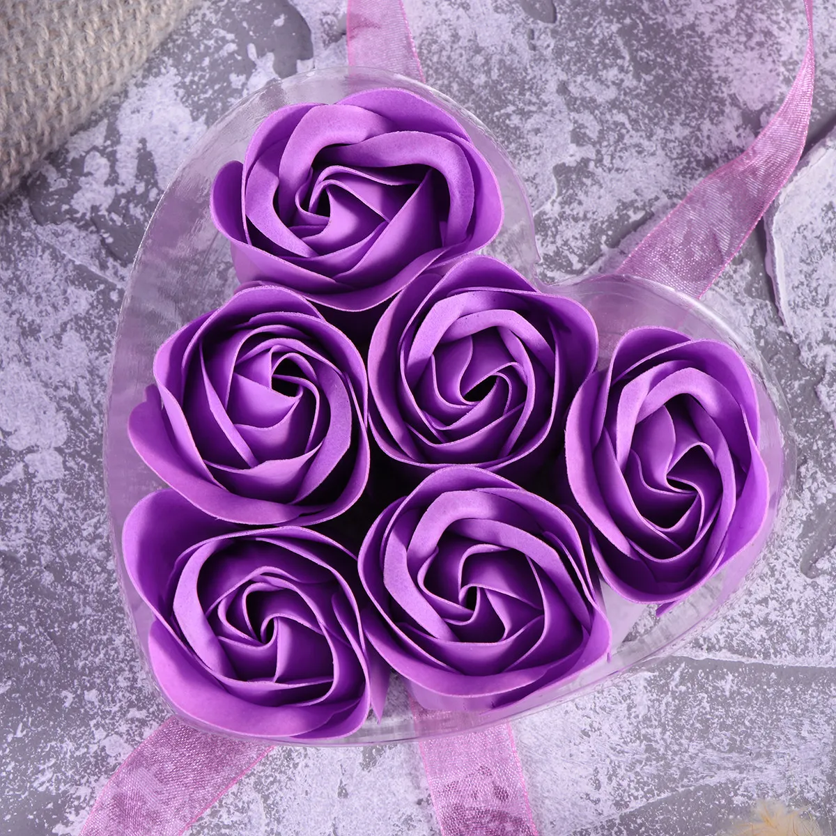 

Набор из 6 мыльных роз в форме сердца, фиолетовые, имитация цветов, подарочная коробка, романтическое украшение на День рождения, День святого Валентина, подарок из роз