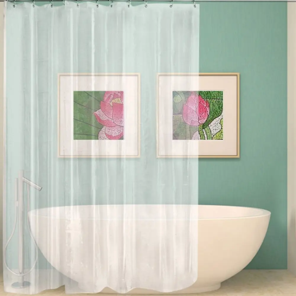 Clear Shower Curtain Waterproof White Plastic Bath Curtains Liner Transparent / Pink Bathroom Mildew PEVA Home Luxury with Hooks