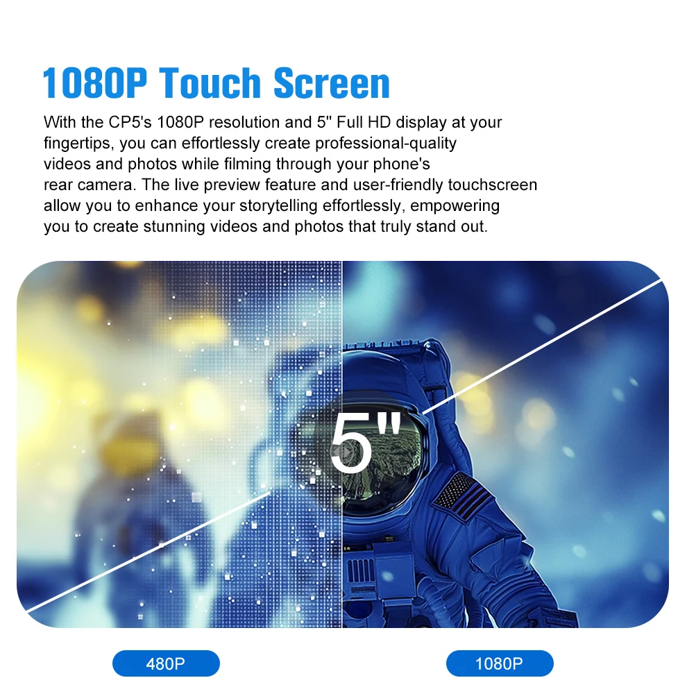 CP5 5" FHD Touch Screen Rear Camera Selfie Monitor Screen for Smartphone Vloggin