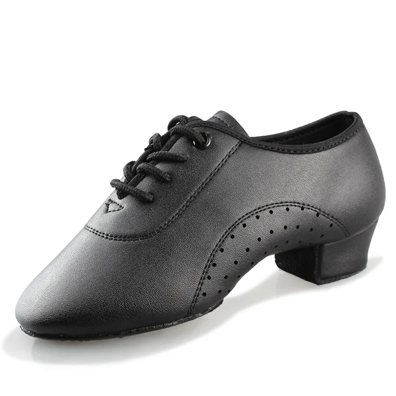 Chaussures de danse latine pour hommes et garçons, talons bas noirs, salle de Rh, tango, jazz moderne, 1 paire par lot