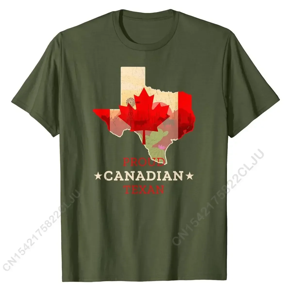 Proud Canadian Texan - Texas And Canada Map And Flag T-Shirt PrintingCasual Tops Tees Hip Hop Cotton Men T Shirts