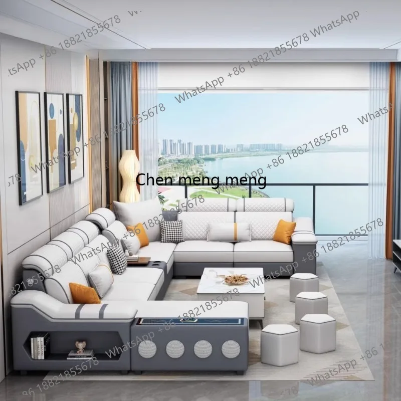 

Минималистичный кожаный диван-реклайнер с электроприводом для двоих, комфортный, для роскошных апартаментов, мебель для дома