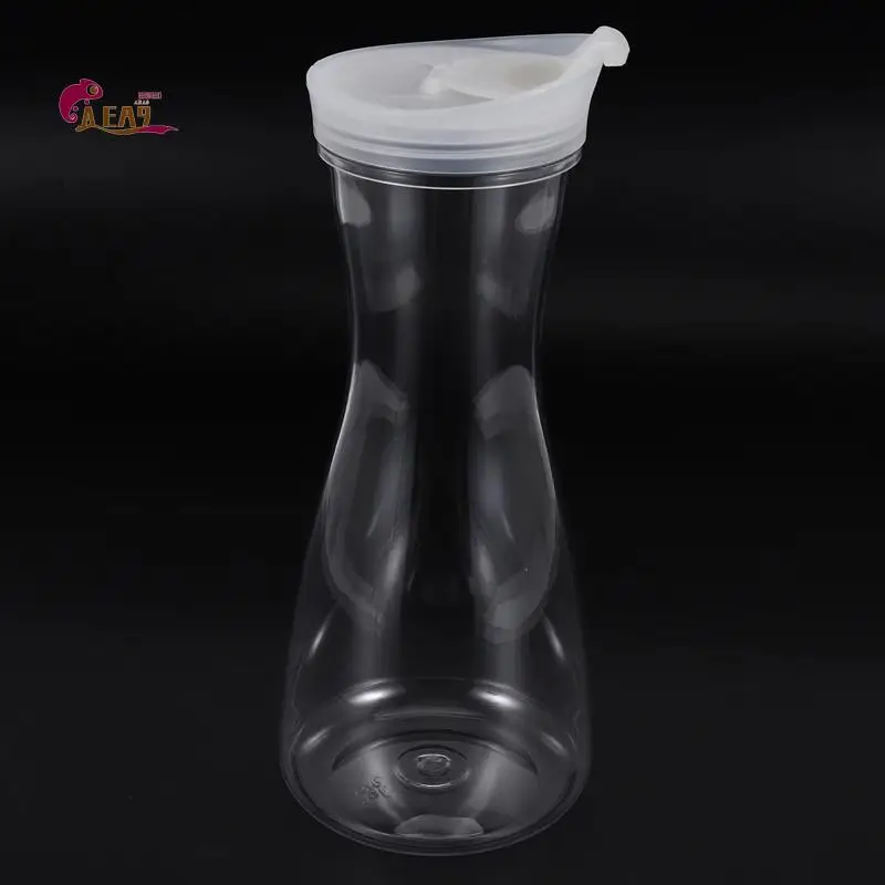 

AEA9-2Pcs Plastic Water Carafes With White Flip Tab Lids- Food Grade & Recyclable Shatterproof Pitchers - Juice Jar