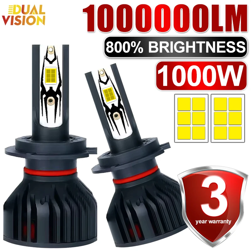 

Dualvision H7 H4 H11 H8 H9 H1 9005 HB3 9006 HB4 9012 HIR2 2 шт. Светодиодные автомобильные фары CANBUS 1000000LM Plug And Play Противотуманные фары 12 В