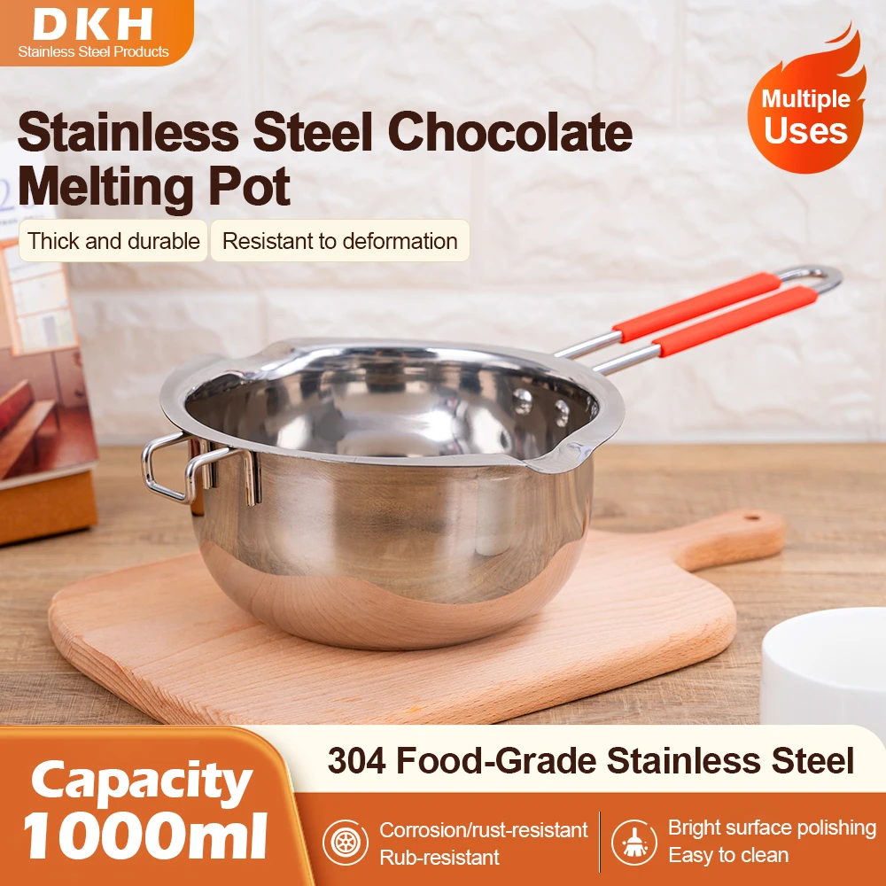 MTM 1000ml 304 Stainless Steel Melting Pot Multipurpose for Chocolate, Butter, Cheese & Candle Wax Making