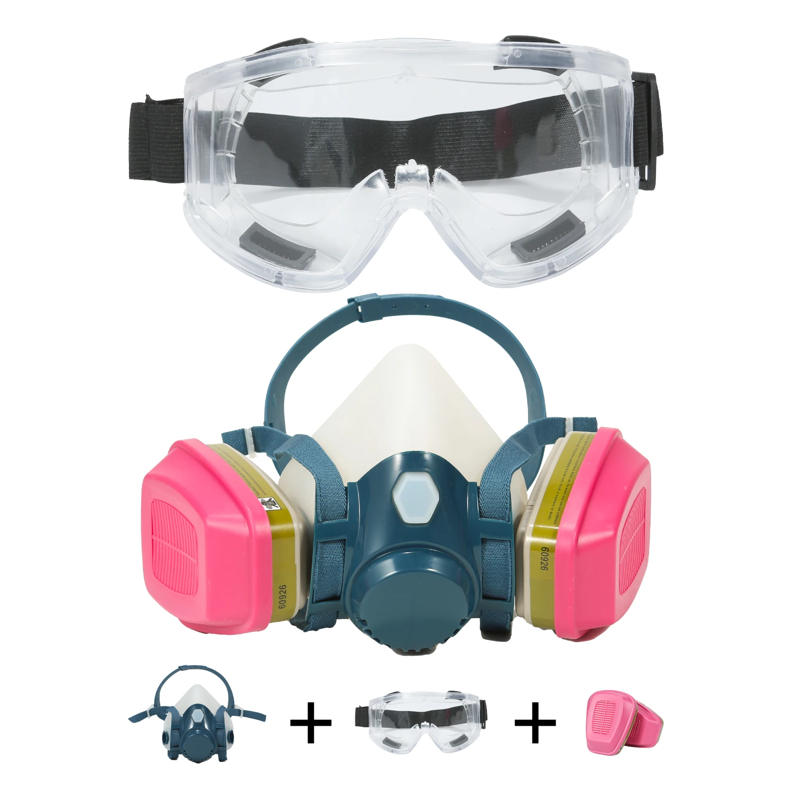 

3IN1 7502 Противогаз Химический респиратор Защитная маска Промышленный спрей для краски Антиорганический пар 609226 Фильтр P100