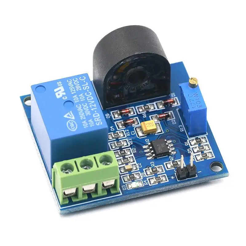 AC Current Detection Relay Module 12V Power Supply 0-5A Adjustable Range For Overcurrent Protection Industrial Control