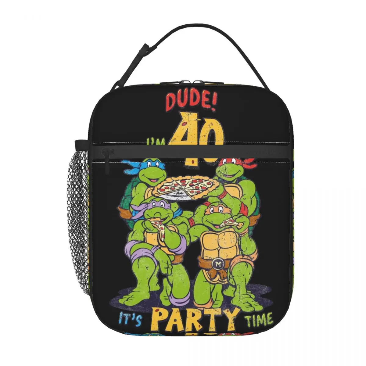 Teenage Turtles Dude 40th Birthday Pizza Party Insulated Lunch Tote Bag Lunch Container Portable Thermal Cooler Lunch Box Picnic