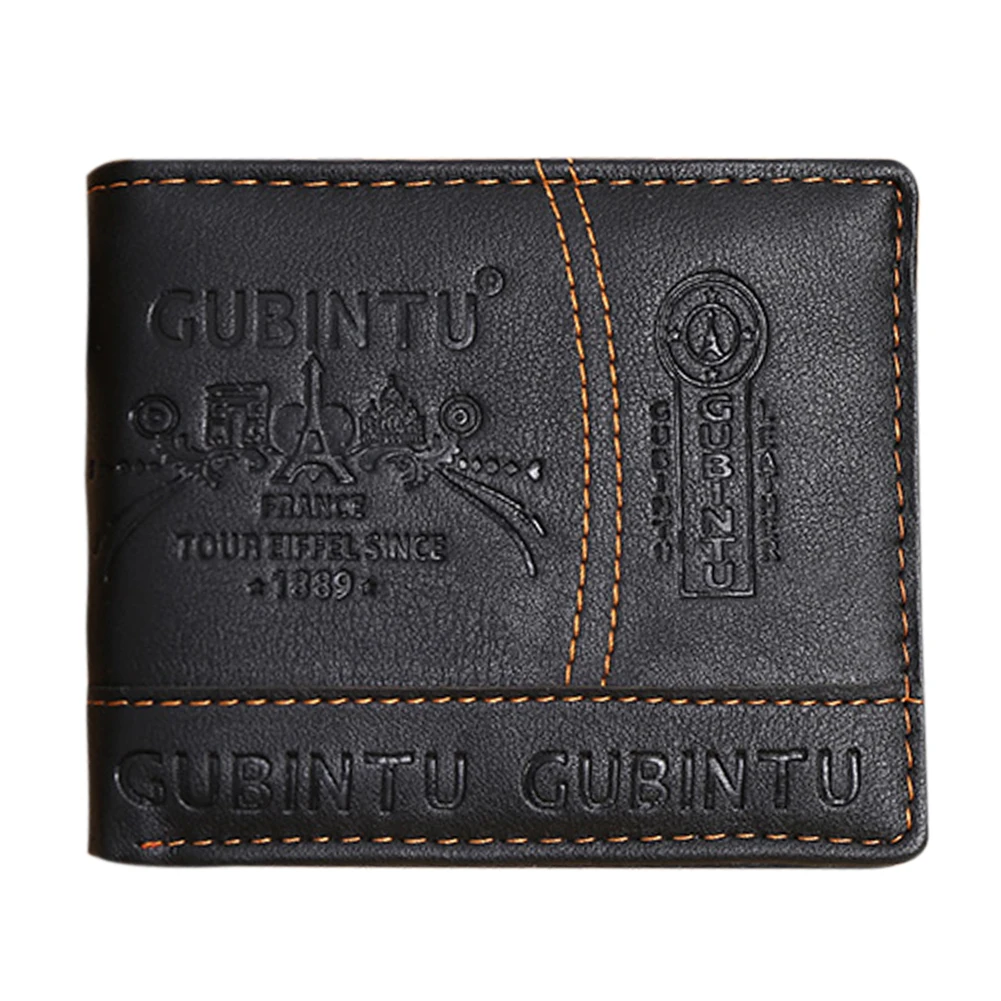 

Кожаный двухскладной кошелек, однотонный черный кошелек с отделениями для кредитных карт, портативный модный мужской кошелек для мелочи для подарка на День Благодарения, отца