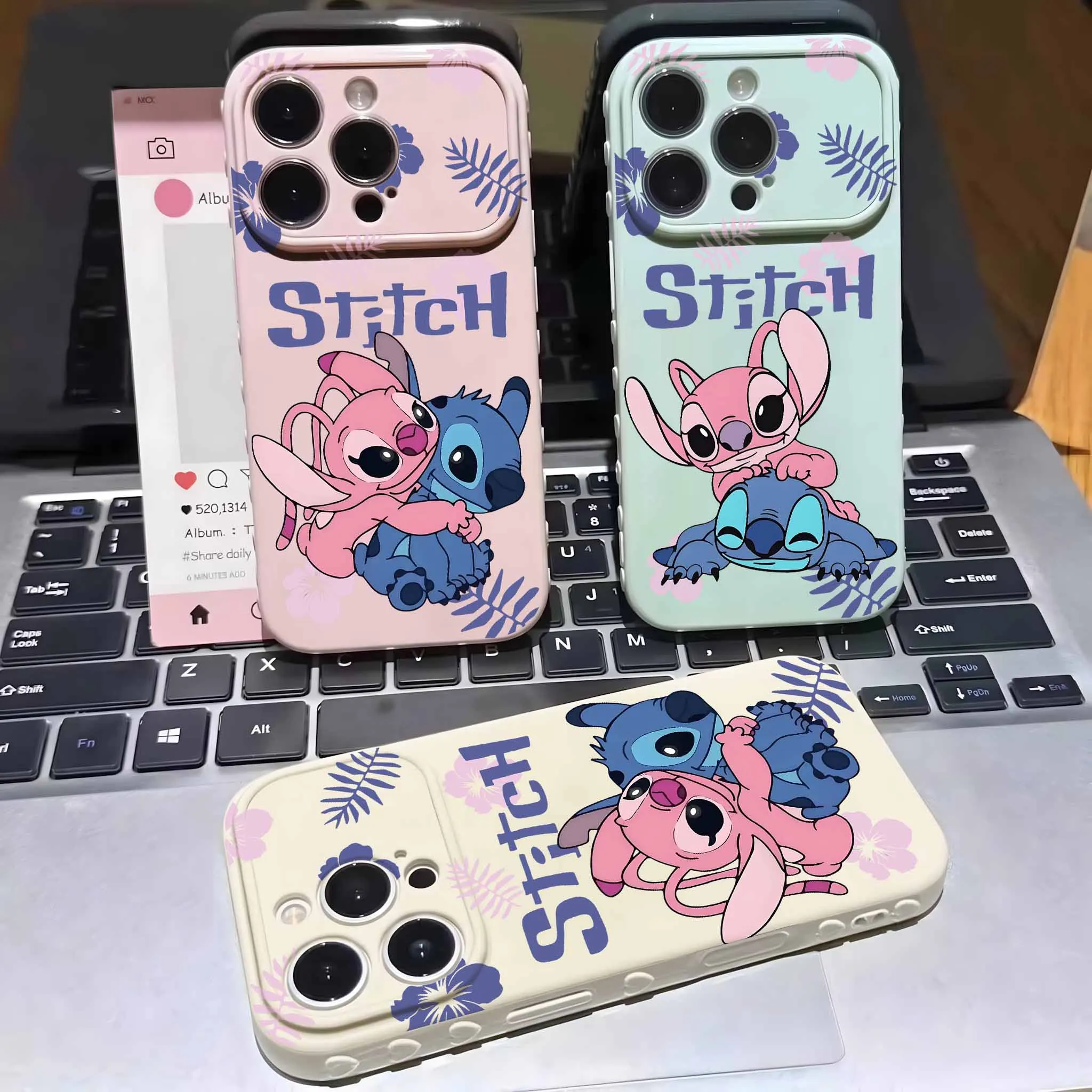 Disney Beautiful Angel Stitch For Samsung A57 A56 A27 A36 A55 A54 A50 A30 A17 A16 A15 A14 A13 A12 Bubble Heart Cover Phone Case
