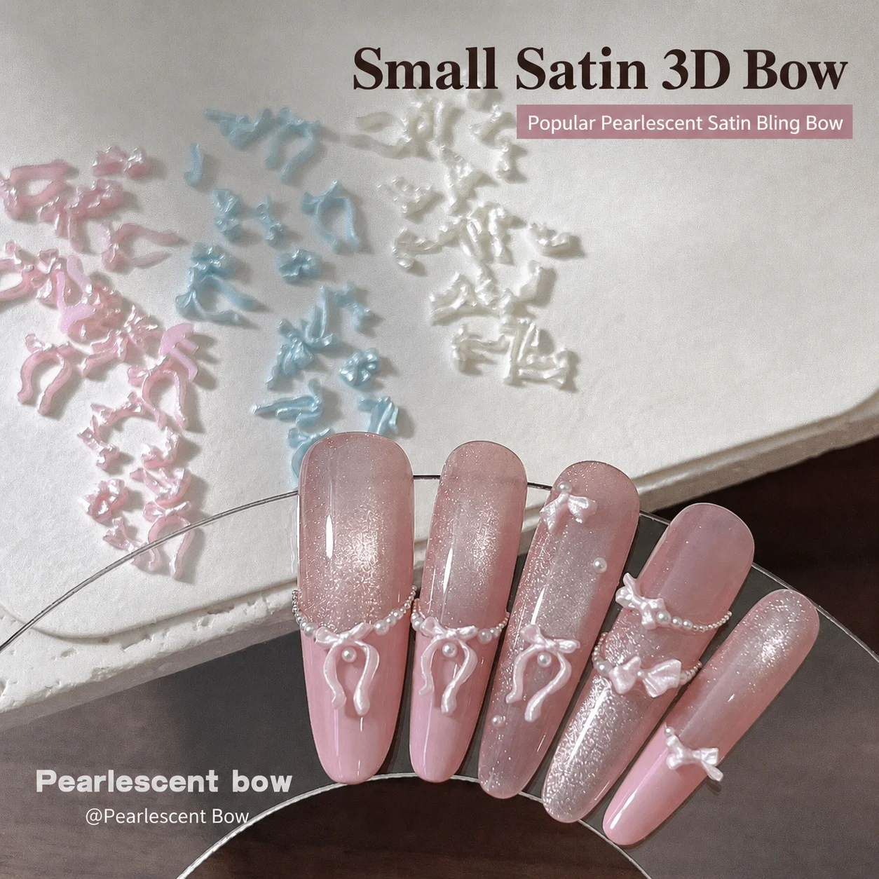 100pcs Baby Blue Mini Ribbon Bowknot Nail Charms Cute Pink White Blue Mixed Resin Bowknot Nail Art Decoration Manicure Jewelry