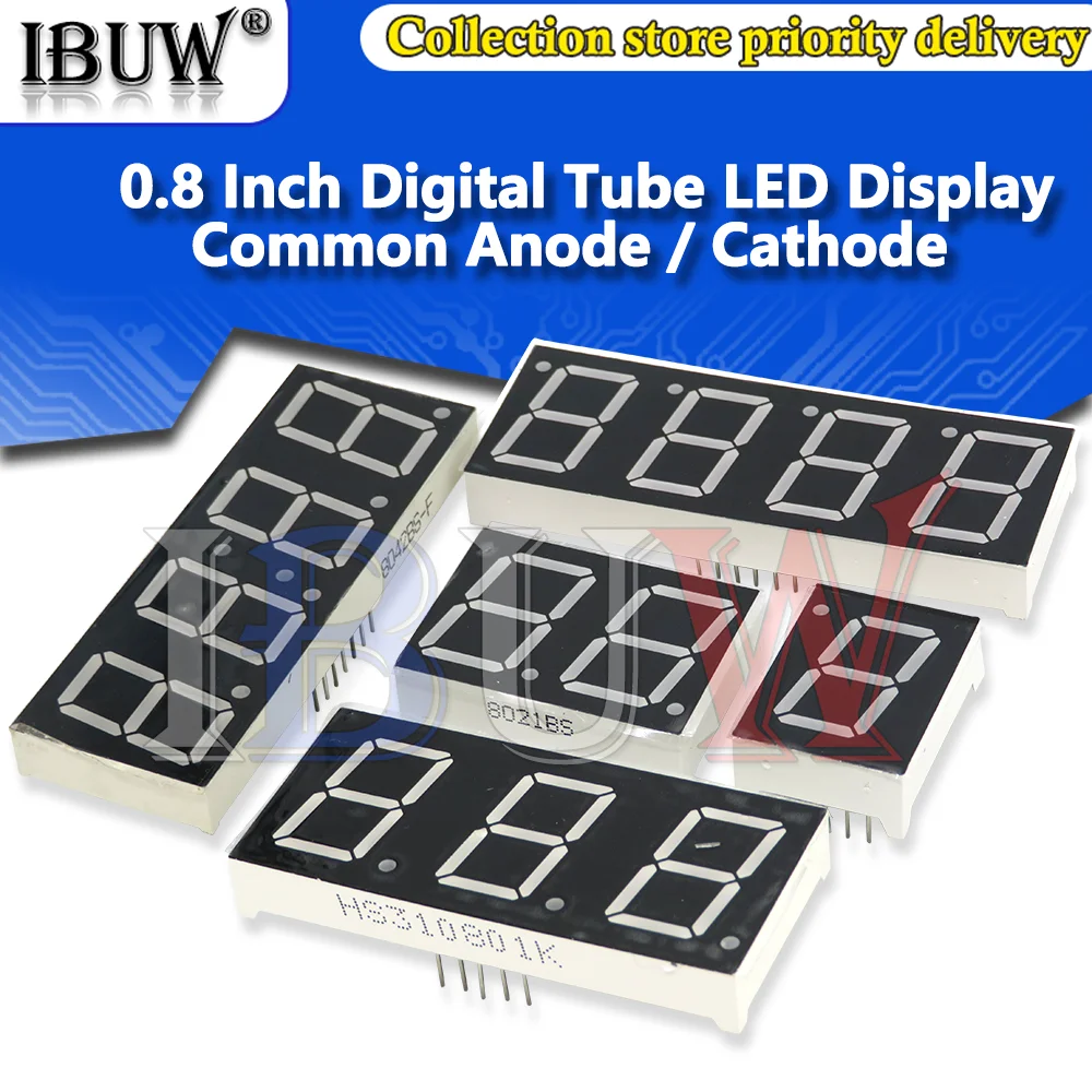 2PCS 0.8inch LED display 7 Segment 2 Bit 3 Bit 4 Bit Digit Tube Red Common Cathode / Anode Digital 0.8 inch led