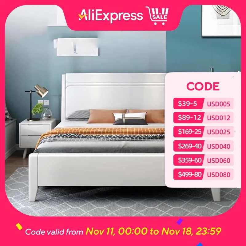 

Kawaii Waterproof Double Bed Bedroom High End High Wooden Modern Headboard Beds Twin Luxury White