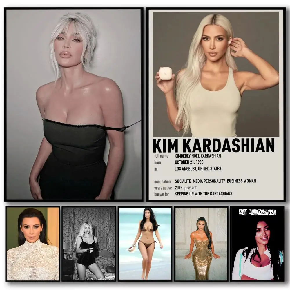 

Girl K-kIM KARDASHIAN Painting Calligraphy High-Quality Cotton Canvas Poster Wall Art for Living Room Modern Home Decoration