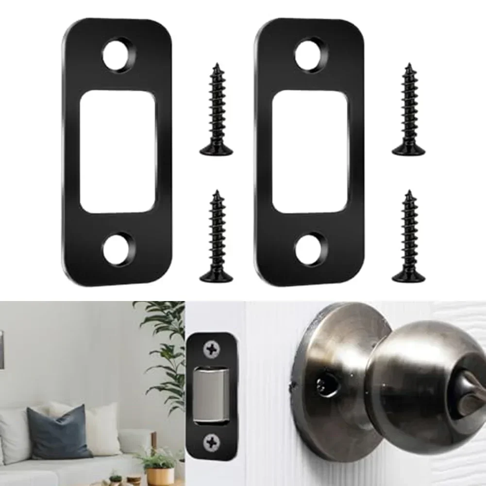 2pcs Door Mortice Latch Keep Tubular Latch Deadbolt Strike Plate With Screws Home Improvement Hardware Tools Accessories