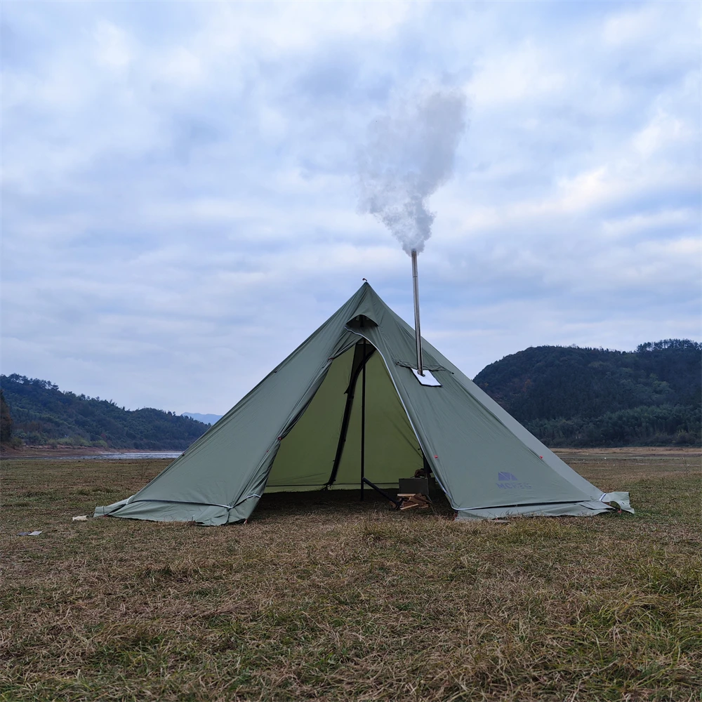 5-8 People Tipi Hot Tent with Stove Jack Camping Pyramid Teepee Tent for Camping Backpacking Hiking 2024