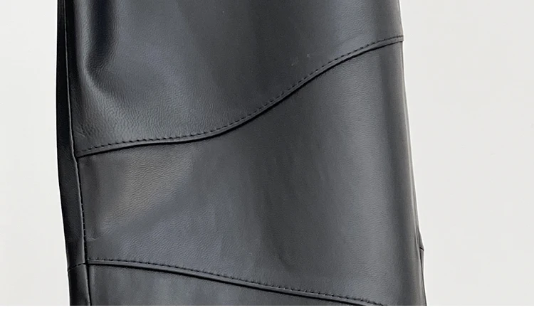 2023 Autumn Winter Brand New Designer Women\'s High Quality Genuine Leather Straight Pants A660