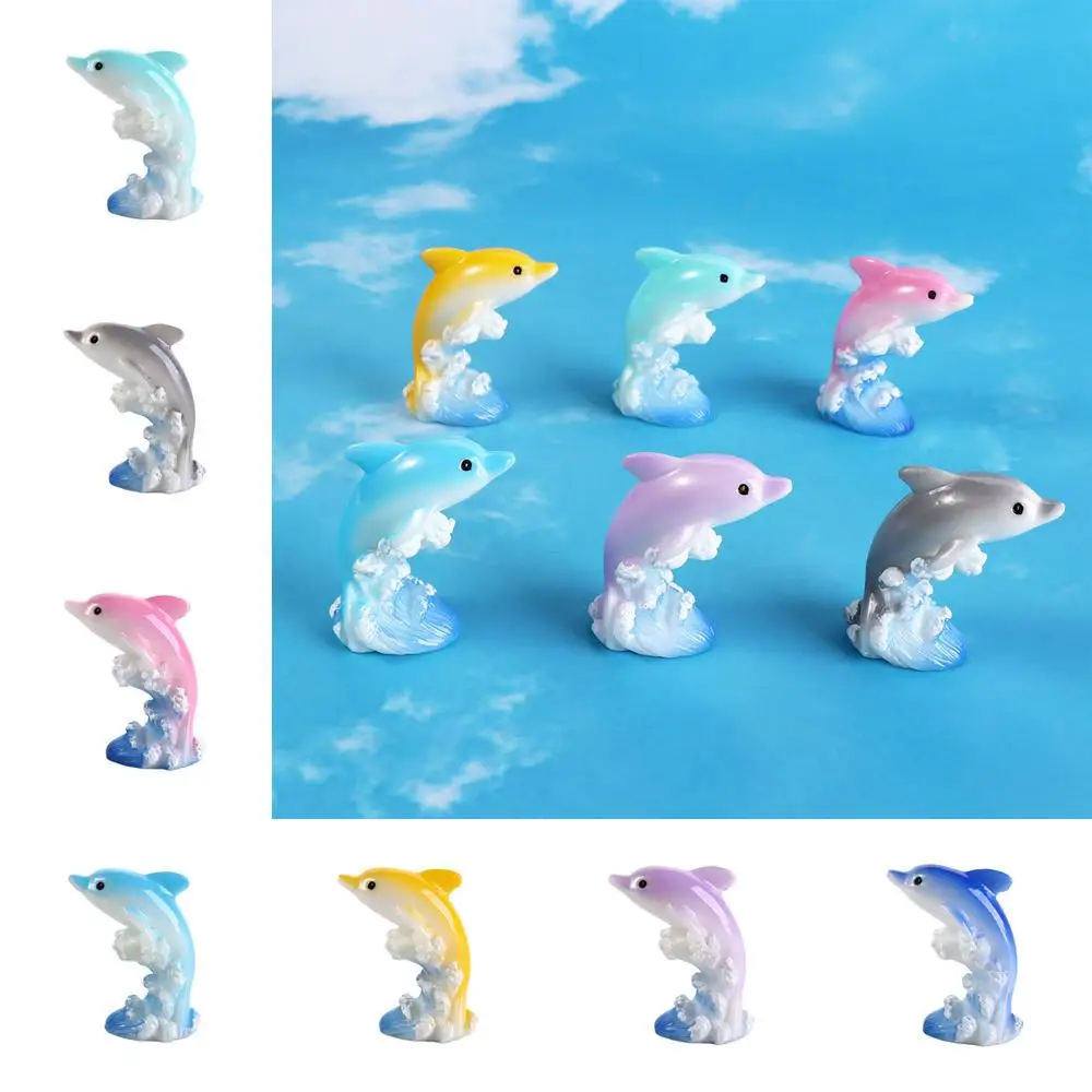 Creative Ocean Series Seven Color Dolphin Cartoon Resin Dolphins Micro Landscape Simulation Car Desktop Ornaments Fish Tank