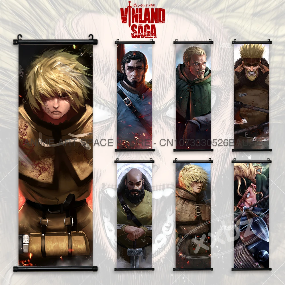 Vinland Saga Hanging Painting Thorfinn Karlsefni Anime Decorative Poster Leif Ericson Room Decor Scroll Picture Cartoon Wall Art