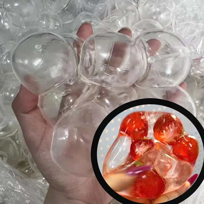Generischer transparenter TPR-Stressball, unzerbrechliches DIY-Fidget-Spielzeug, 4 cm, 5 cm, 6 cm, Kugelhaut-Füllzubehör für Erwachsene zur Stresslinderung