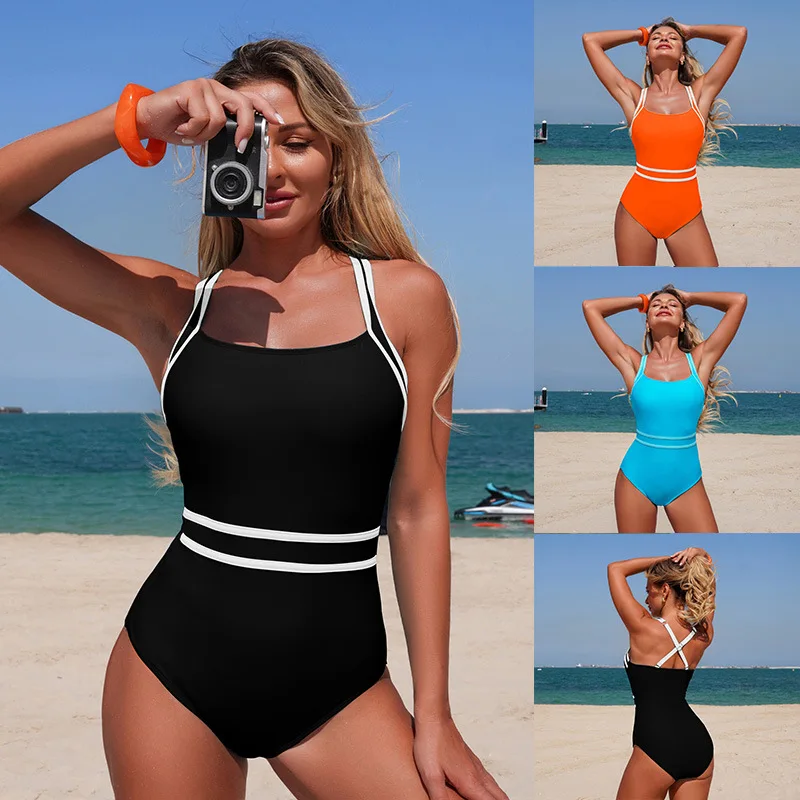

Women's One Piece Swimsuit 2026 New European American Style Athletic Swimwear for Women High Waisted Tummy Control