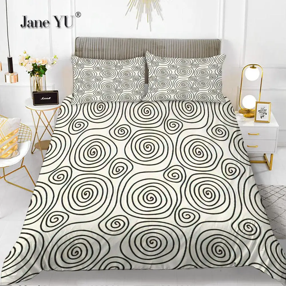 JaneYU Geometric Stripe Plain Color Quilt Cover Bedding 3 Piece Set Drop Shipping